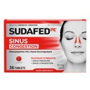 Sudafed PE Sinus Congestion Relief Tablets, Maximale Festigkeit, Nicht-Drowsy 10 mg Phenylephrine HCI Decongestant für Sinus Druck & Nasal Congestion Relief, wegen Kälte oder Allergien, 36 ct