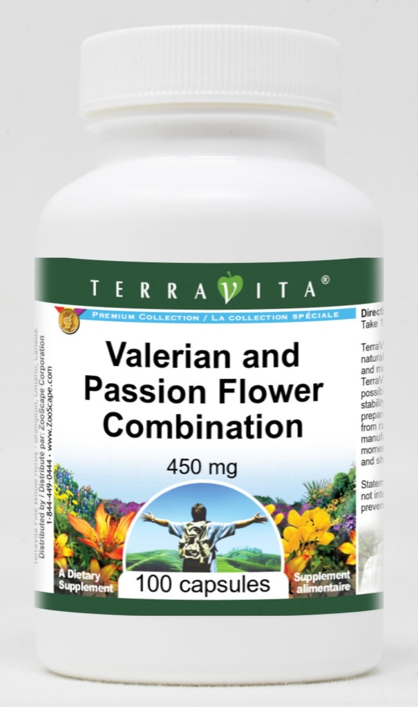 Combinaison Valérienne et Fleur de Passion - 450 mg (100 Capsules, ZIN: 513631)