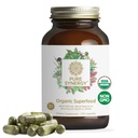 PURE SYNERGY Superfood Capsules De Superfood Biologique & Supplément de Verts Des aliments entiers comme les Super Greens, Spiruline et Champignons pour l'énergie, le vieillissement en santé et la santé immunitaire (270 capsules)
