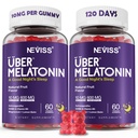 Mélatonine Gommies 10mg 20mg pour les adultes, Mélatonine 10 mg par Gummy avec Ashwagandha, Magnésium Glycinate, GABA, L-théanine, Valérien racine et baume de citron, Supplément de soutien de repos, Arôme de raisin, 2-Pack