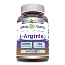 Erstaunliche Formeln L-Arginin 1000mg Tabletten | Aminosäure Ergänzung für Frauen & Männer | Non-GMO | Gluten Free | Made in USA (240 Count)