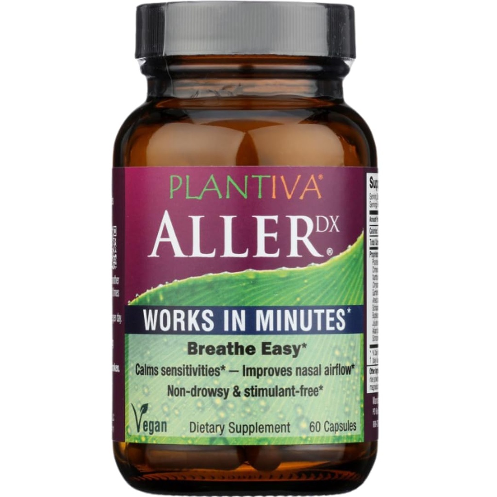 AllerDx Natural Herbal Seasonal Support Supplement - Non-Drowsy, Stimulant Free, Fast-Acting Respiratory Support - 60 Kapseln