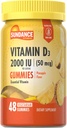 Sundance Vitamin D3 Gummies | 2000 IU | 48 Count | Ananas Flavor | Vegetarisch, Non-GMO und glutenfreie Ergänzung