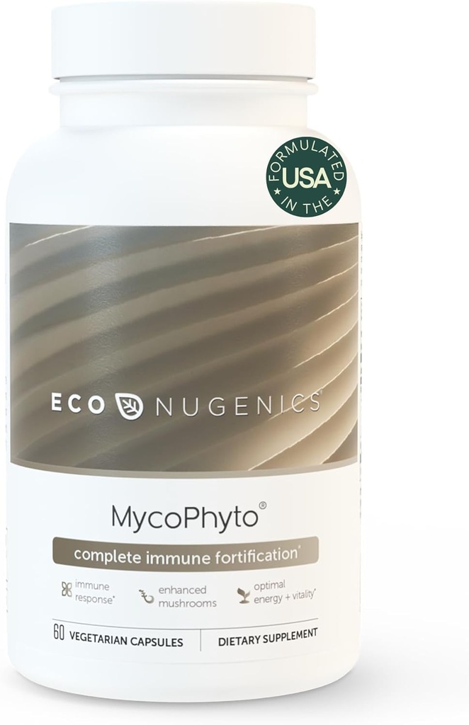 EcoNugenics MycoPhyto Complex: Pilzergänzung für Intensive Immununterstützung – 60 Kapseln – Inklusive Tail, Reishi, Cordyceps, Maitake &amp; More – Energie, Gut Health & Nootropic Brain Support