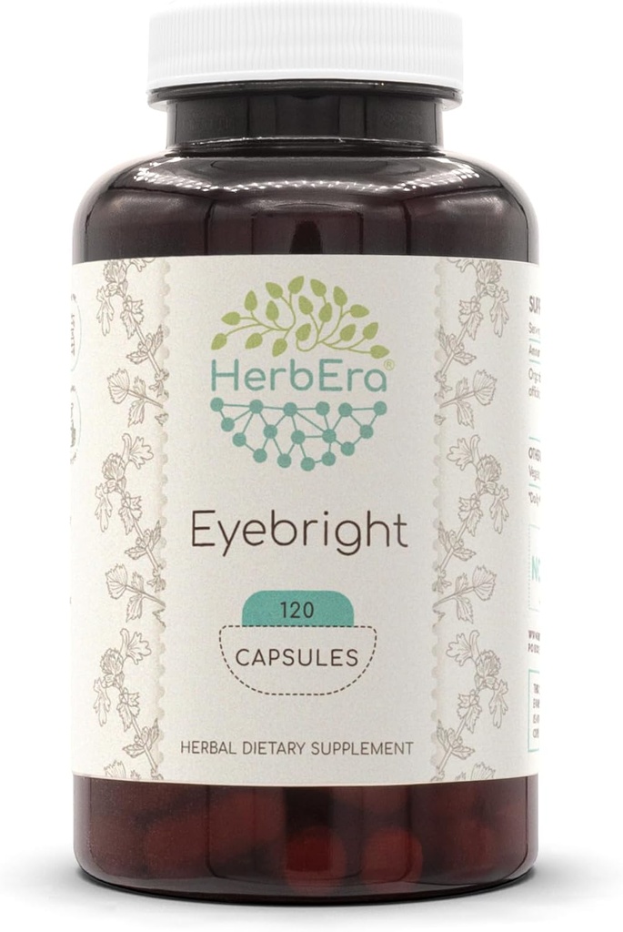 HerbEra Eyebright 120 Kapseln, 500 mg, verantwortungsvoll gezüchtet Herbright (Euphrasia spp.) Getrocknete Kräuter (120 Kapseln)