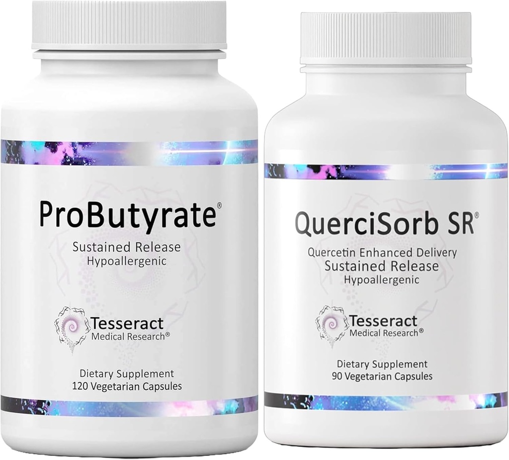 Tesseract Gut & Immun Support Bundle – ProButyrate 600mg & QuerciSorb SR Quercetin 400mg, 120 + 90 Kapseln, Gastrointestinal & Immune Health, Hypoallergen