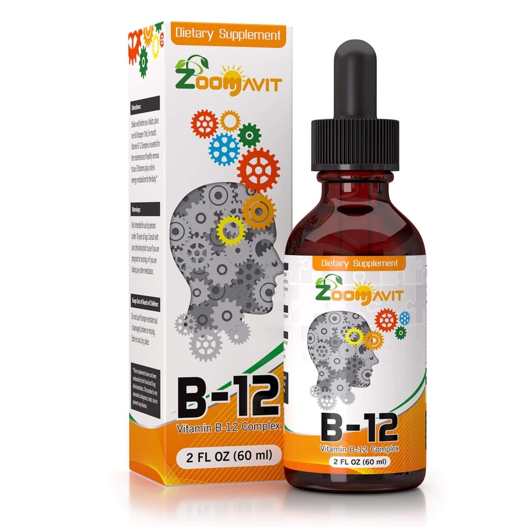 Vitamin B-Komplexe Flüssigkeitstropfen mit schneller Absorption - Super B-flüssig-Komplexe Vitamine B2, B3, B5, B6 & B12 - Natürliche Energie-Boost, Mental Fokus & Gesundes Immunsystem