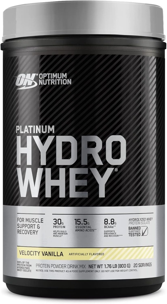 Optimum Nutrition Platine Hydrowhey Protéine Poudre, 100% hydrolysée Protéine Isolée Poudre, Arôme: Velocity Vanilla, 1,75 livres