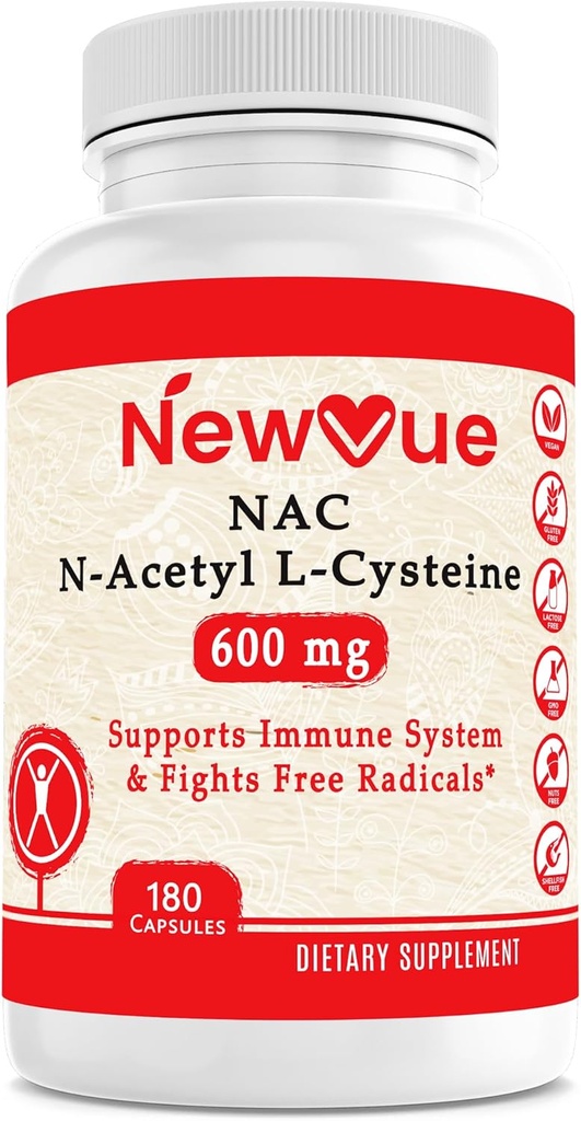 N-Acetyl L-Cystein (NAC) 600mg, 180 Kapseln - Non-GMO, Glutenfrei