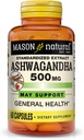 Mason Natural Ashwagandha 500 mg, Adaptogen für Stress & Energie Unterstützung, Kräuterergänzung, 60 Tage Versorgung