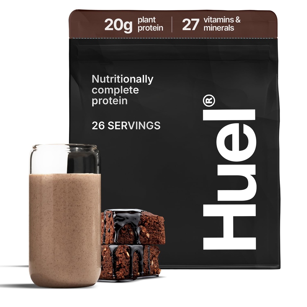 Huel Vegan Protein Pulver | Schokolade Fudge Brownie | Complete Nutrition | 20g Protein Pulver | 100% Pflanzen-basiert | 27 Vitamine & Mineralstoffe, Glutenfrei, Non-GMO, Lactosefrei | 26 Servierungen