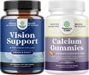 Ensemble complet de suppléments pour la santé oculaire pour les adultes - Lutein 20mg par portion pour la vision et la protection de la lumière bleue avec bêta-carotène et haute absorption Gommies de calcium avec vitamine D3 pour la santé des os