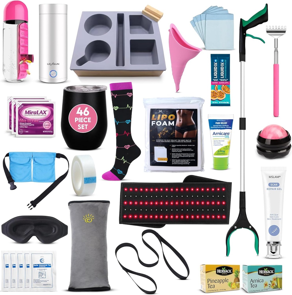 Ultimate Tummy Tuck Recovery Kit mit Scar Care Red Light Therapy Wrap - Premium Post-Op Supplies und muss essentiell für Mami Makeover | Bauchplastik