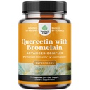 Reines Quercetin mit Bromelain-Ergänzung für Immunhilfe - High Potent Quercetin 500mg Kapseln mit Bromelain für Immununterstützung und Atmung - Nahrungsergänzungsmittel - 90 Ct