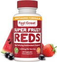 Feel Great Vitamins Superfruit Reds – Antioxidante Superfood mit Polyphenolen für Anti-Aging & Immun-Unterstützung – Acai, Mangosteen, Granatapfel, Blueberry und vieles mehr – 60 Kapseln