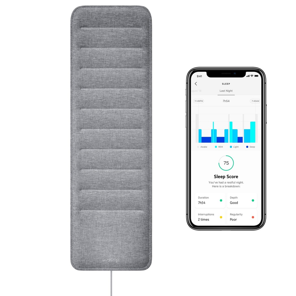 Withings Sleep - Sleep Tracking Pad unter der Matratze mit Sleep Cycle Analysis