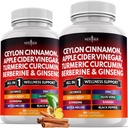 Ceylan Cinnamon, curcuma, vinaigre de cidre de pomme, Ginseng, Aloe Vera, Berberine Plus Banaba, racine de gingembre - 120 Nombre