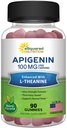 Apigenin 100mg avec L-Theanine 100mg Gummies - Supplément Apigenin pour le sommeil - Extrait naturel Gummy Alternative aux capsules, pilules, poudre et thé - 2 par portion