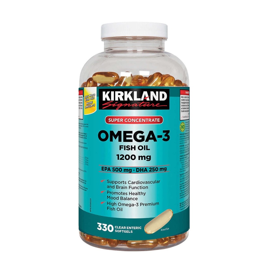 Kirkland Oméga-3 Huile de poisson 1000mg 300 Softgels