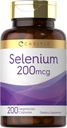 Carlyle Yeast Free Selenium Supplement | 200mcg | 200 Kapseln | Vegetarisch, Non-GMO, und glutenfreie Mineralformel | L-Selenomethionin | Wertgröße