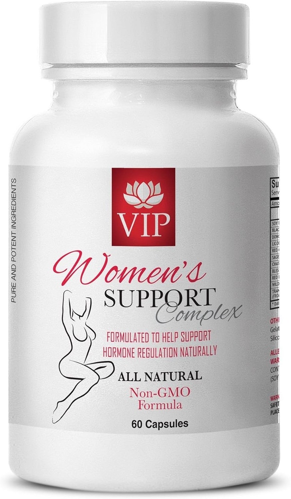 Menopause Relief Ergänzungen - Frauen Support Complex Natural - Schwarz Cohosh Kapseln, Menopause Ergänzungen für Frauen, Menstruationsregulator, Licorice Root, Blessed Thistle, 1 Flasche (60 Kapseln)