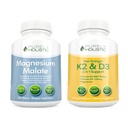 Rein ganzheitliches Magnesium Malat 400mg + Vitamin D3 125mcg K2 MK7 90mcg - 270 Tabletten & 150 Kapseln - Vegetarischer Bundle - Made in USA