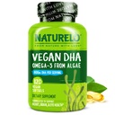 NATURELO Vegan DHA - Omega 3 Oil from Algae - Supplément pour le cerveau, le coeur, les articulations, la santé oculaire - Fournit les acides gras essentiels pour les femmes hommes et enfants - Compléments Vitamines prénatales - 120 Softgels