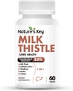 Nature's Key Milk Thistle 500mg Liver Supplement,30:1 Extra Strength 80% Silymarin | 5- in-1 Liver Cleanse Detox & Repair Formula mit Artichoke, Glutathione, Inositol & Turmeric-60 Tabletten