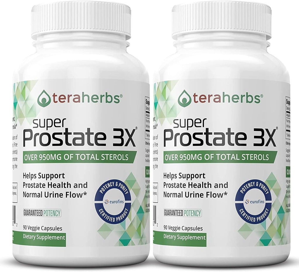 Tera Herbs Super Prostate 3X - Bladder Control, Hormon Balance & Unterstützung für vergrößerte Prostata & häufige Urination - Prostata Ergänzungen für Männer w/Beta Sitosterol nicht Saw Palmetto (2 Pack)