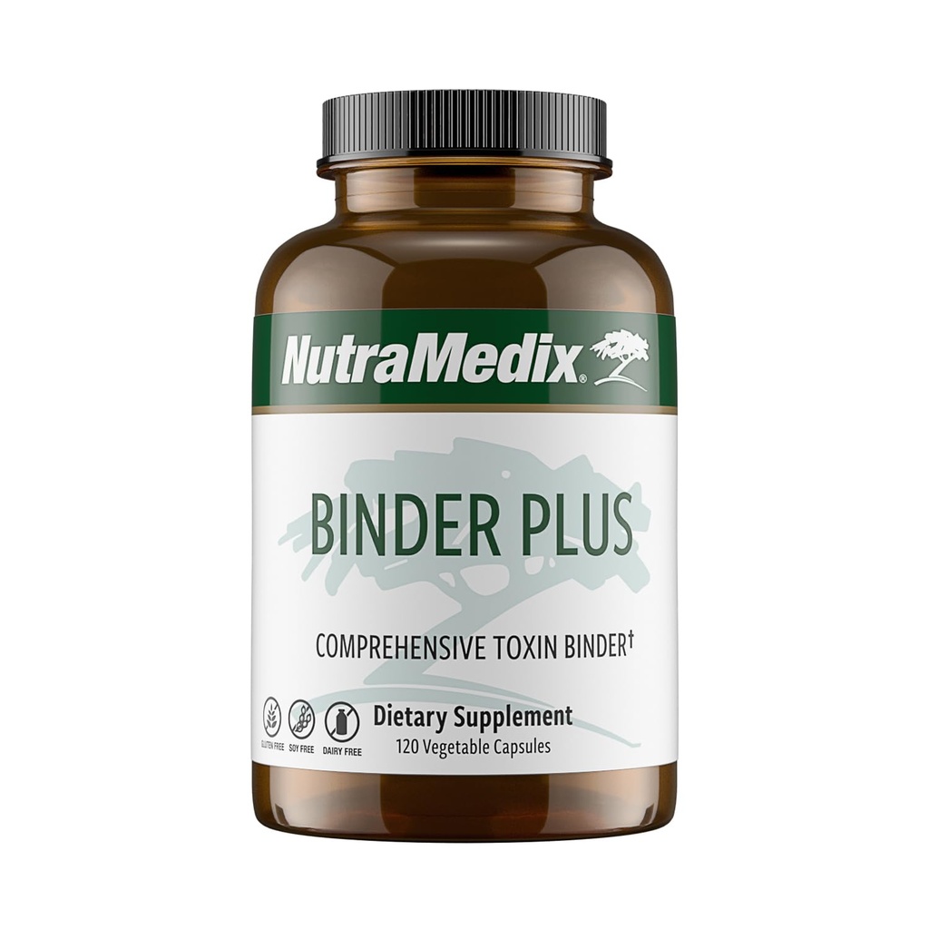 NutraMedix Binder Plus - Umfassender Toxin Binder & Body Detoxifier - Prebiotic Antioxidant Support + Inulin, Bentonite, Aloe Vera, Aktivkohle, Fulvic Minerals & Chitosan (120 Kapseln)