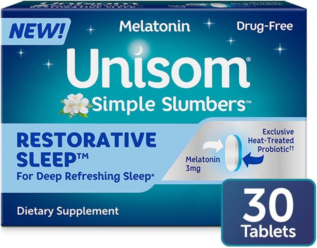 Unisom Simple Slumbers Restaurative Schlaftabletten 30-Count, Melatonin 3mg