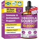 Graviola Soursop Blatt Extrakt Flüssigkeit - Soursop Bitters Flüssigkeit, Immununterstützung, Relax, Leber und Schlaf, Zucker & Alkoholfreie, hochabsorbierbare Formel, Passionsfrucht Geschmack, 2 Fl Oz