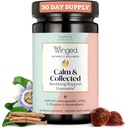 Winged Wellness Calm & Collected, Stress Relief Gummis - Stress Support Supplement mit KSM-66 Ashwagandha, L-Theanine, GABA & Passionflower - Vegan & Glutenfreie Gummy - Raspberry, 42 Count