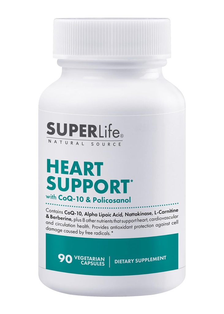 Soutien cardiaque - avec CoQ-10, Quercetin, L-Carnitine Fumarate, L-Arginine, Berberine, Inositol, Magnésium Citrate et Taurine