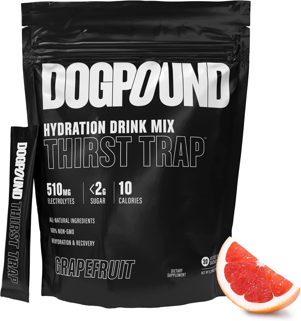 DOGPOUND Durst Trap | Hydration Supplement | Elektrolytische Getränkemischung für Workout & Nachtleben Erholung | Grapefruit | 10 Kalorien | 30 Easy Open Sticks
