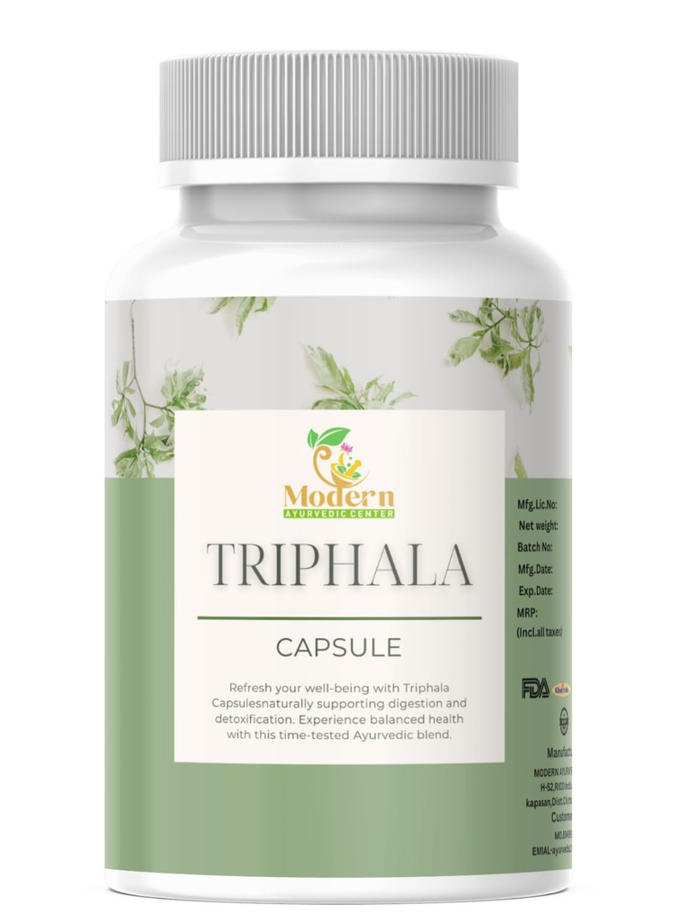 Triphala Kapseln 120 für Verdauungsunterstützung, Immun-Boost & Antioxidans Vorteile 100% Kräutermischung von Amla, Haritaki & Bibhitaki fördert Gut Health (120 Kapseln)