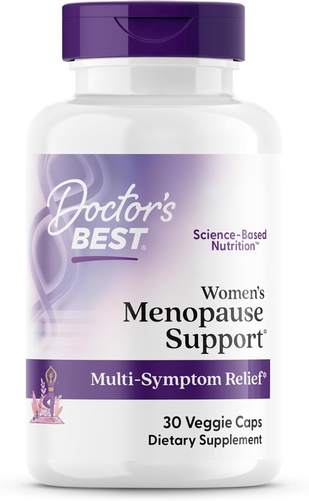 Meilleur soutien à la ménopause pour les femmes (Soy Isoflavone, Black Cohosh, Chaste Tree), Relief multisymptômes, Non-OGM, Sans gluten, Vegan 30 Caps Veggie