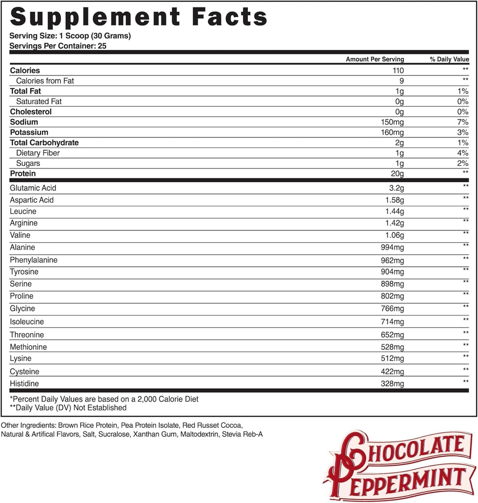 Suppléments en acier Poudre de protéines végétaliennes, chocolat menthe poivrée, 25 portions (1,65lb)