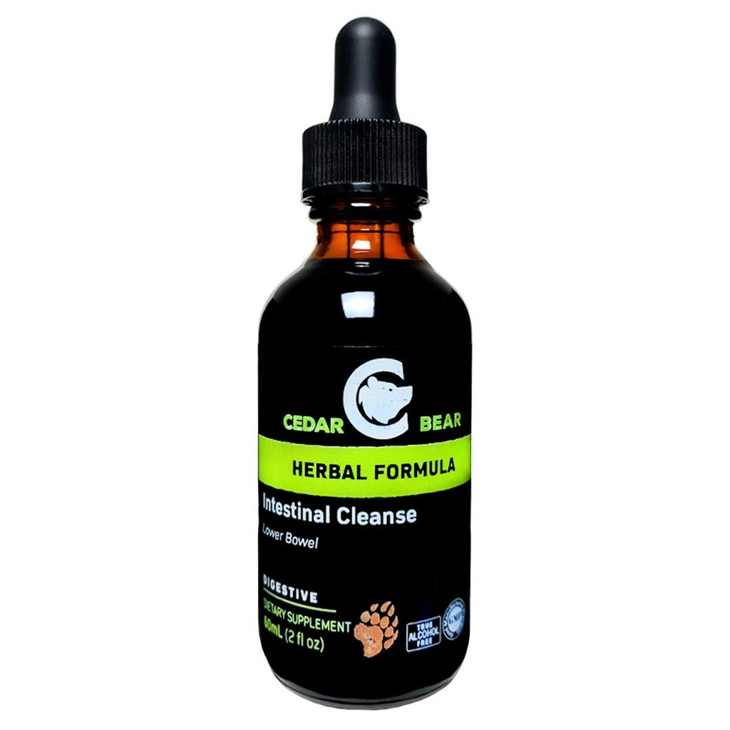 Cedar Bear Intestinal Nettoyer un supplément à base de plantes liquides qui modère l'environnement du système digestif, permettant à la flore bénéfique de flourrir 2 Fl Oz