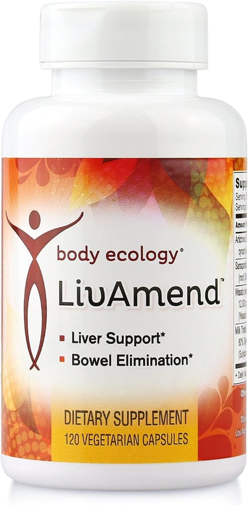 Body Ecology LivAmend | Liver Supplement | Milk Thistle and Artichoke | Aids in Healthy Liver und verbessert Bowel Elimination | 120 Vegetarischer Graf