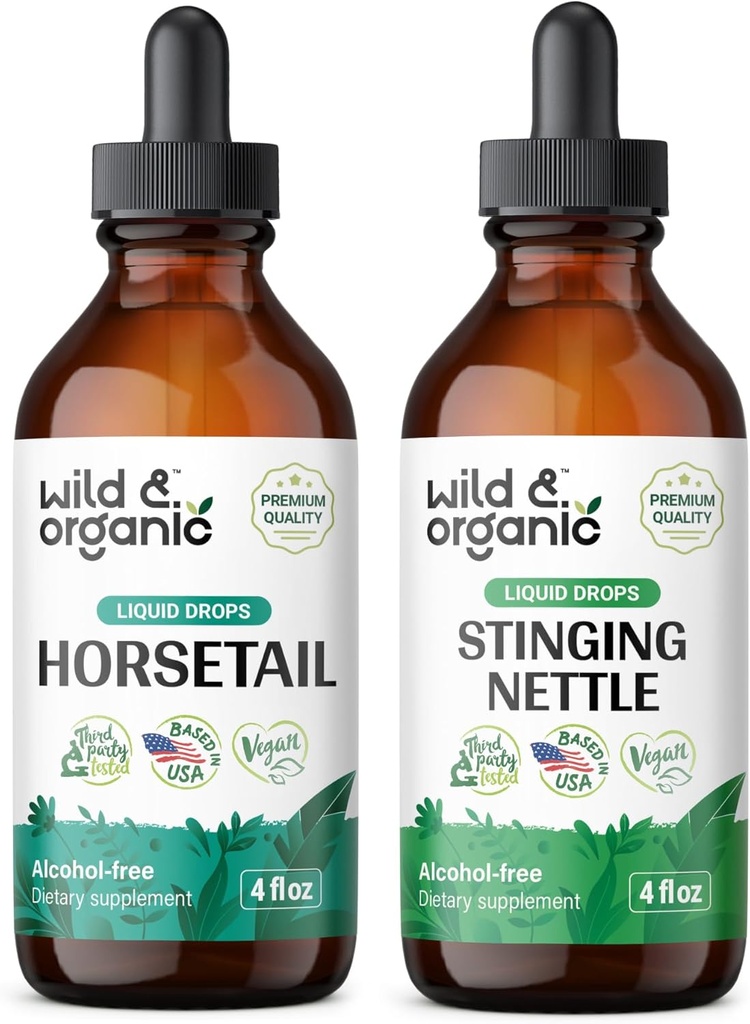 Wild & Bio Pferdeschwanz Tinktur 4 fl oz & Sting Nettle Root Tinktur 4 fl oz