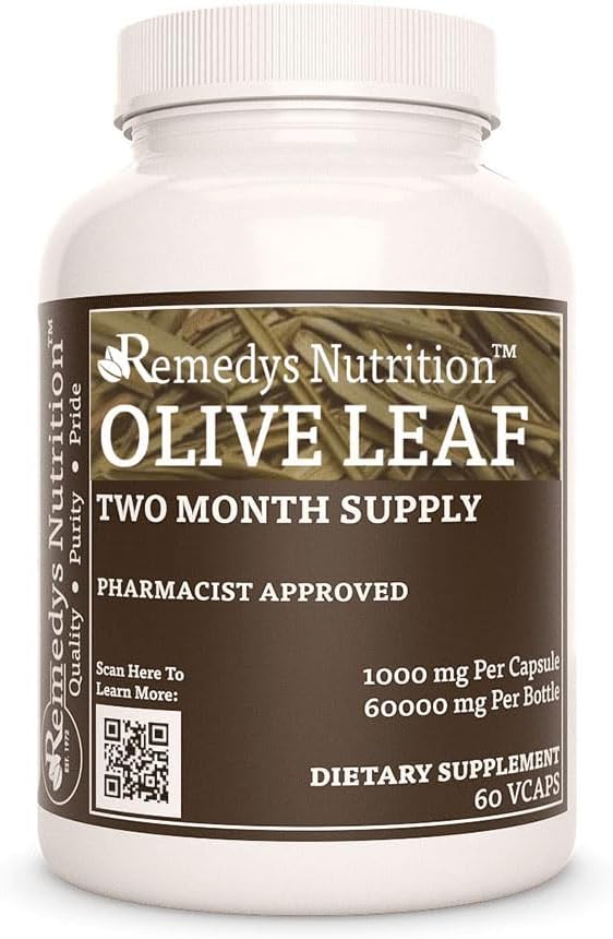 Remedy's Ernährung Olivenblatt | 1.000 mg, 60 Vegan Kapseln pflanzliche Nahrungsergänzung | Zwei Monate Versorgung