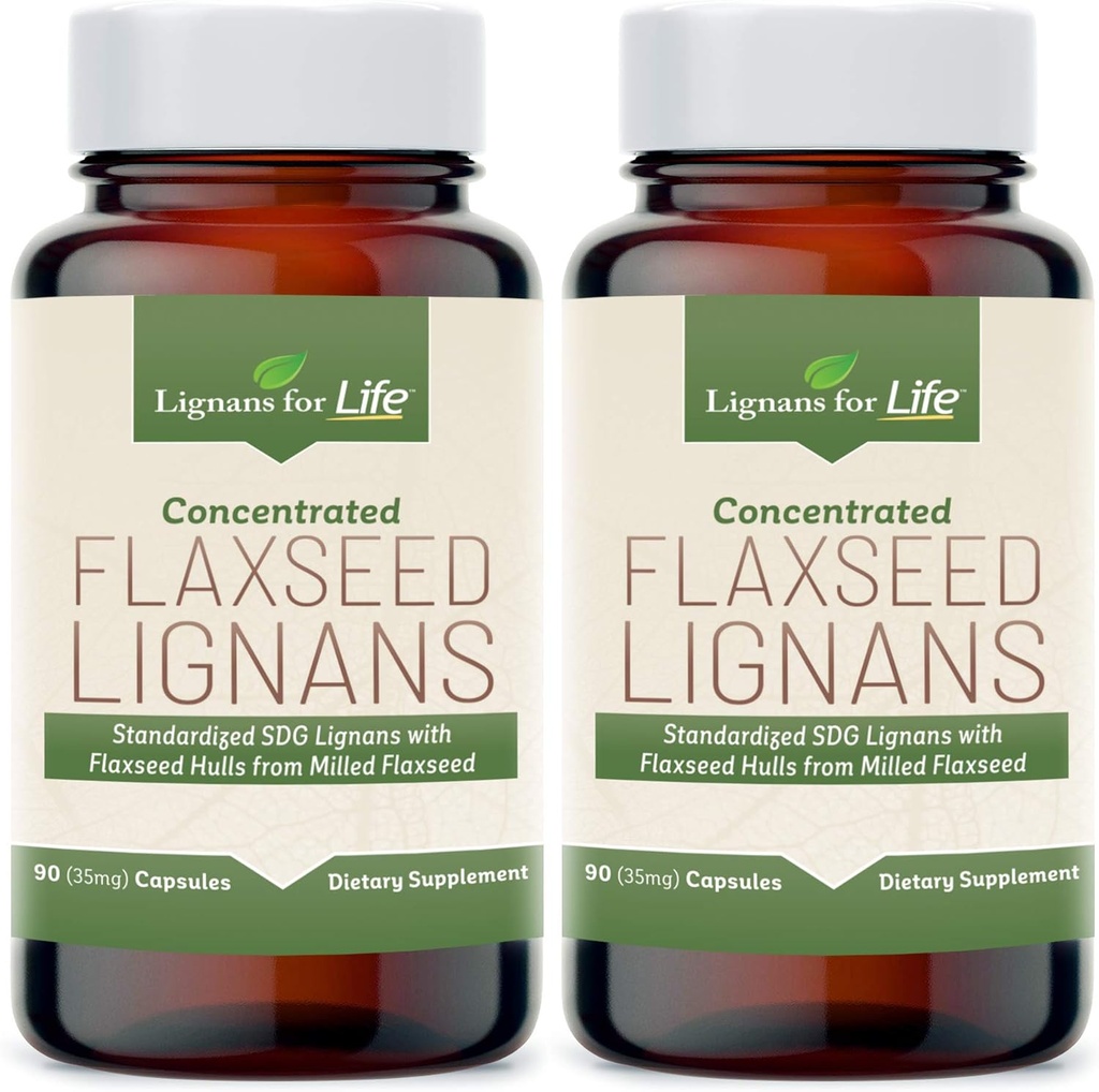 Lignans for Life Flaxseed Lignans for Dogs + SDG - Omega 3 Fettsäuren, High Fiber Antioxidants hilft Shiny Coat, Digestive & Heart Health Lignans, 35mg, 90 Flaxseed Capsules, 2 Pack
