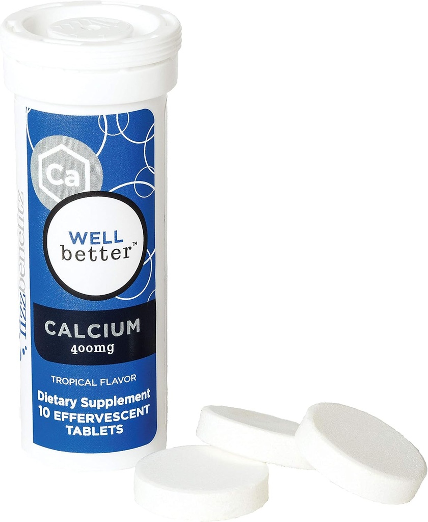 Supplément dissolvable au carbonate de calcium avec saveur tropicale - 400 mg Comprimés de libération comme poudre dans l'eau - Parfait pour les personnes qui luttent avec le swallowing à la pilule (3 tubes)