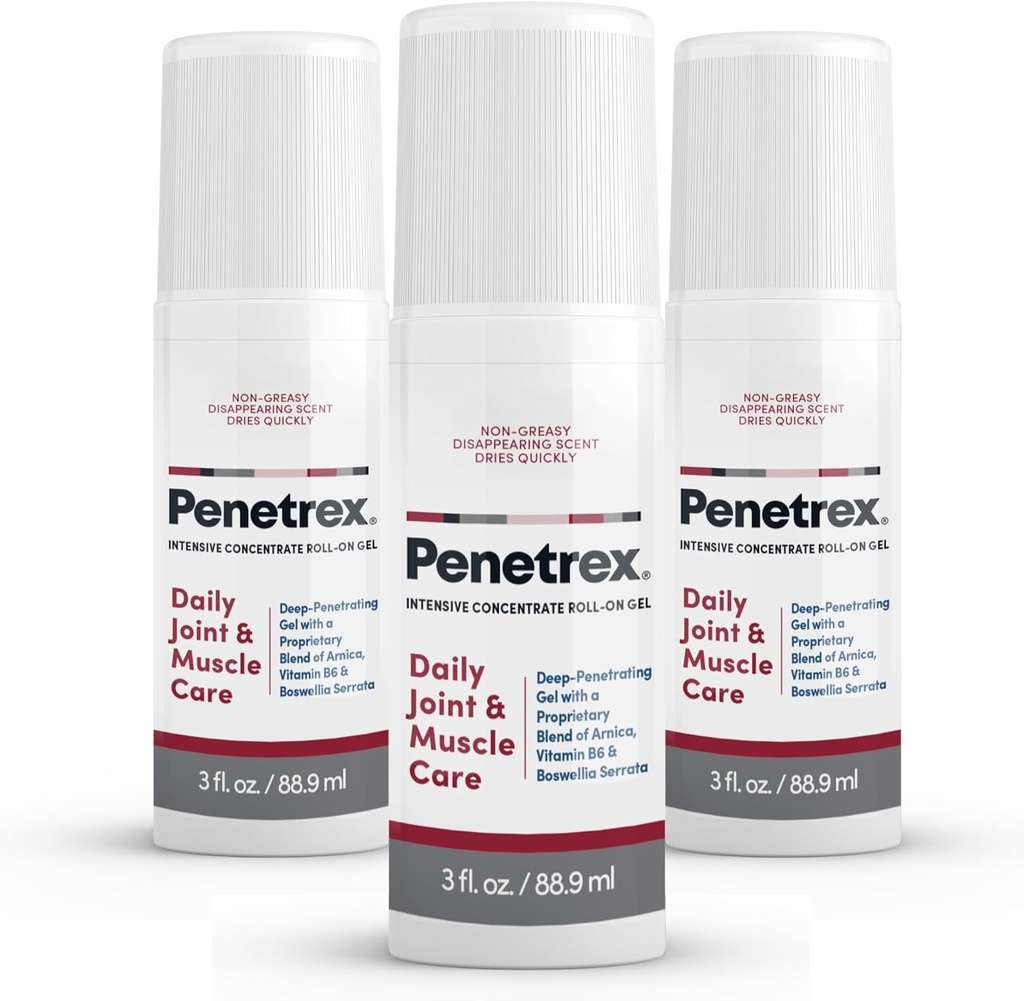 Penetrex Gelenk & Muskeltherapie - Beruhigendes Gel für Rücken, Hals, Hände, Füße - Premium Ganzkörper Rub mit Arnica, Vitamin B6 & MSM - 3oz Roll On Gel (3-Pack)
