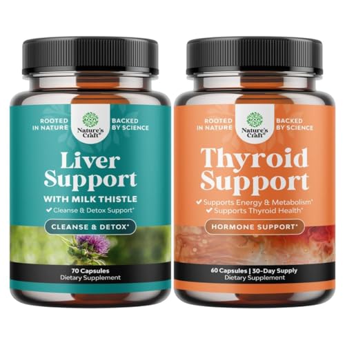 Bundle of Liver Cleanse Detox & Repair Formel und Kräuter Schilddrüse Support Complex - mit Milch Thistle Dandelion Root Turmeric und Artichoke Extract - Mood Enhancer Energy Supplement für Schilddrüsengesundheit