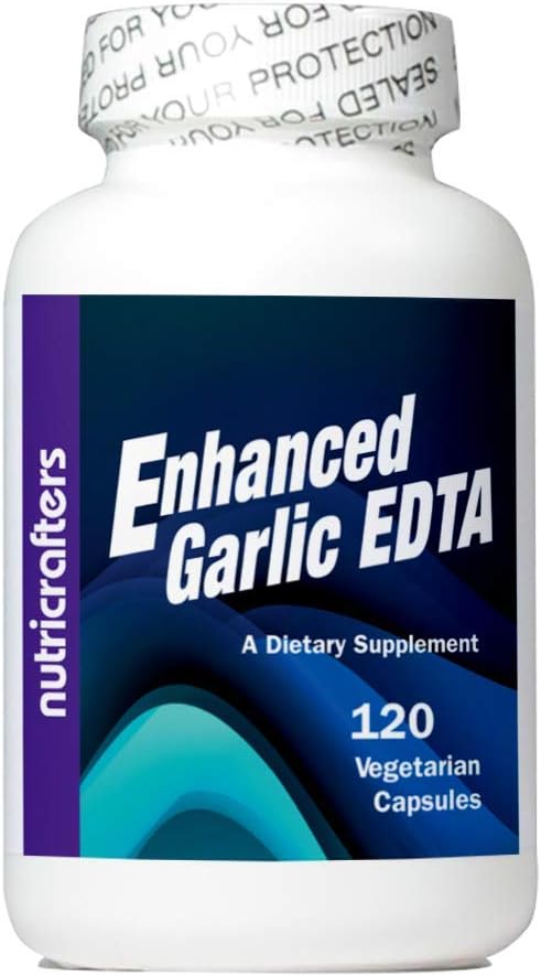 Ail amélioré EDTA 120 Capsules - 1000mg Formule EDTA à haute puissance Calcium Disodium - Pas de strié de magnésium ou d'aluminium contenant de la zéolite - 1 bouteille de 120 capsules