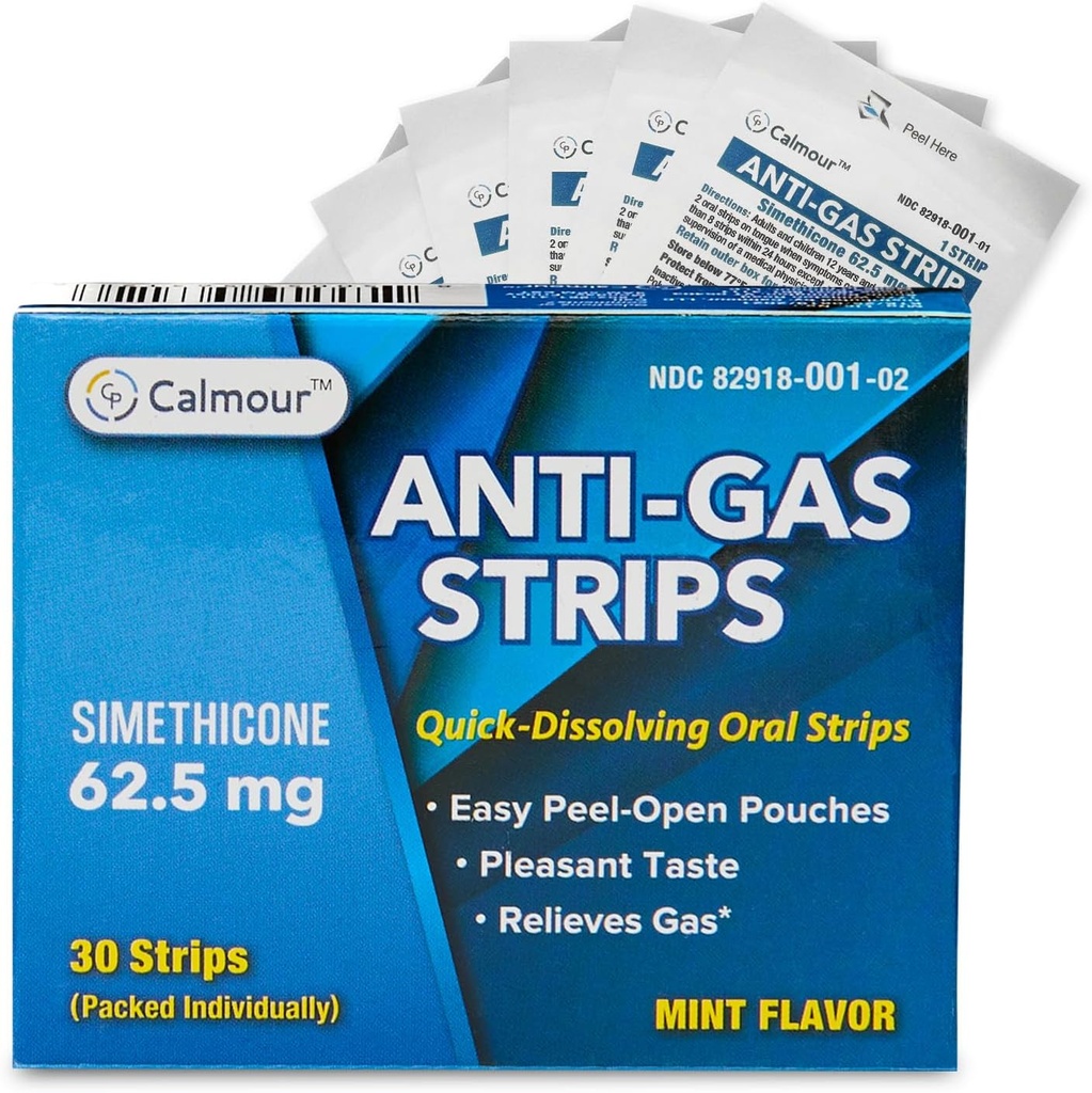 Anti-Gas-Relief 30 Streifen | Mint Flavor Oral Dissolvable Anti Bloating Relief Strips | Rapid Gas Relief für Erwachsene | Effektive Bloating Relief für Frauen | Simethicone Anti Bloating für Frauen