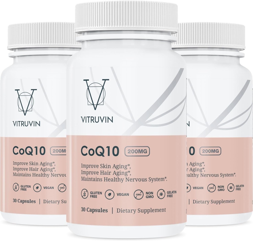 Vitruvin Ubiquinol COQ10 – Coenzym Q10 Ultra-absorbierbar, co q 10 Antioxidante Ergänzung für Gefäß- und Herzgesundheit, Gesunde Haut und Haare, Gesundes Altern