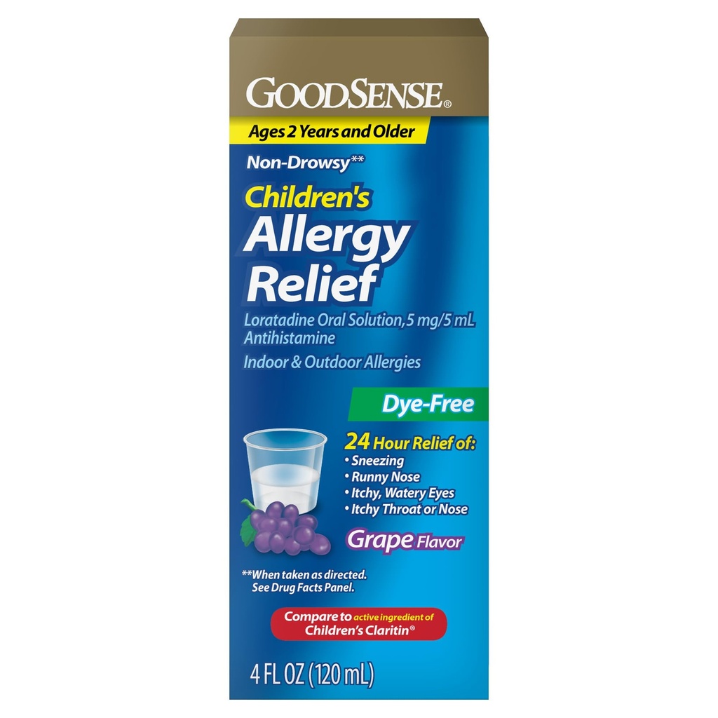 GoodSense Children's Allergy Relief - Loratadine Oral Solution - Grape Flavor - 24-Stunden-Antihistamin, 4 Fl Oz